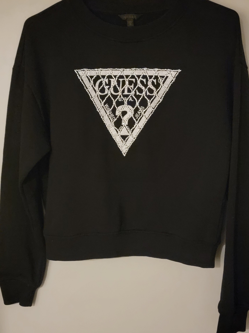 GUESS ❓️ Black Rhinestone 💎 Sweatshirt 🔥